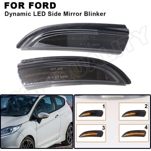 For 2011 2012 2013 2014 2015 2016 2017 2018 Ford Fiesta Smoke LED Dynamic Side Mirror Light Indicator Flowing Turn Signal Lamps