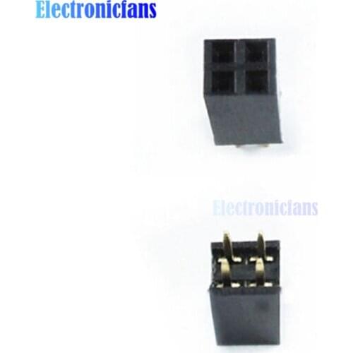 10PCS 2X2 Pin 4P 2.54mm Double Row Female Straight Header Pitch Socket Pin Strip