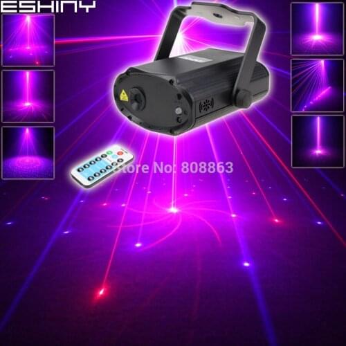 ESHINY Mini R Blue Laser 8 Big Patterns Projector Dance Disco Bar Family Party Xmas Stage Lights DJ Lighting Light Show T25D3