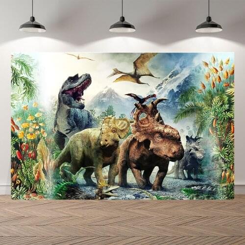 Seekpro Photography Background dinasaur animal children Happy birthday party baby shower Backdrop Photo Background Photocall