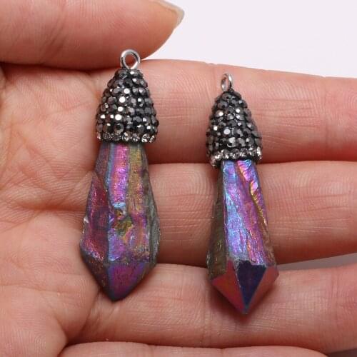 New Natural Stone Pendant Irregular Type Purple Quartzs Faceted Pendant Necklace For DIY Jewelry Best Birthday Gift Size 10x30mm