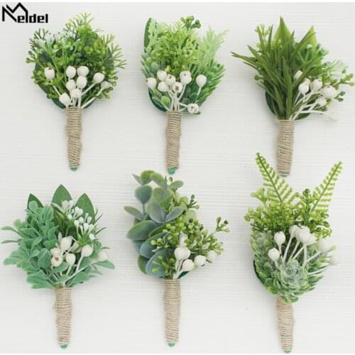 Meldel Bridal Wrist Corsage Men Boutonniere Wedding Berries Girl Bracelet Eucalyptus Forest Christmas Berry Wedding Boutonnieres