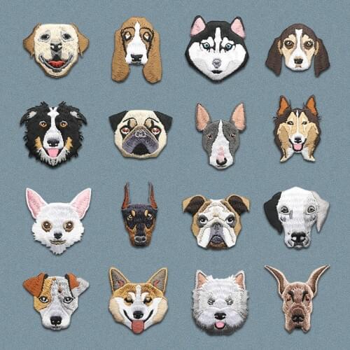 Mini Pet Dog Iron on Patch Embroidered Clothes Stickers Patches for Clothing Backpack Patches Applique Decorations for Clothes