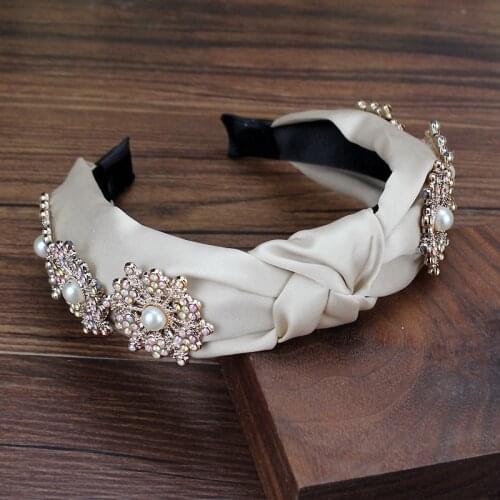 Fashion rhinestone bow hairband pearl headband for women girls hair accessories
