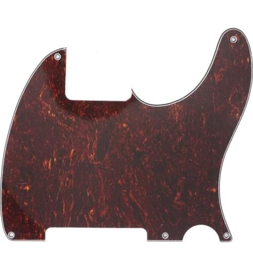 Musiclily 5 Hole Tele Pickguard Blank for Fender USA/Mexican Telecaster Esquire Guitar, 4Ply Red Tortoise