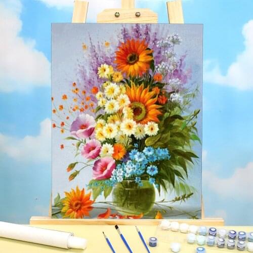 Flower Vase Coloring By Numbers Painting Complete Kit Acrylic Paints 40*50 Canvas Painting Loft Wall Picture For Wholesale