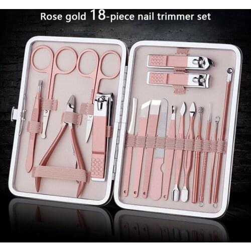 12/18PCS Professional Nail Clippers Kit Pedicure Care Tools, Stainless Steel Grooming Tools with Travel Case for Travel &Home