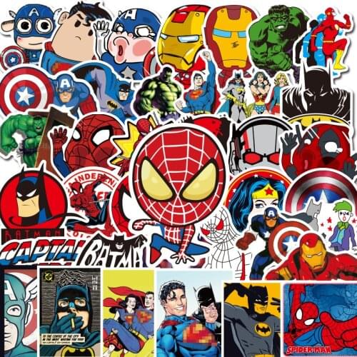 Spiderman iron Man Stickers Disney Marvel The Avengers Waterproof Stickers Luggage Skateboard Guitar Laptop Sticker Kids Toys