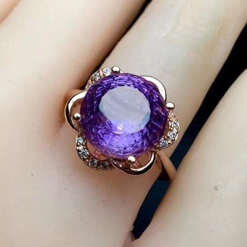 Natural real amethyst ring 925 sterling silver 10*10MM gemstone For men or women rings Fine jewelry