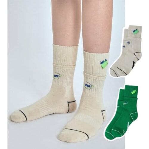 Cotton Socks Designer Harajuku Double Screw Label Embroidery ADER Socks Breathable Sports Street Trend Womens Fashion Socks