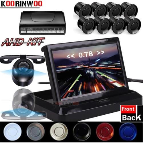 Koorinwoo Dual Core Car Parking Sensors 8 Radars 4.3 Car Monitor TFT LCD Alarm Font Form Camera Rear view Camera Parktronic