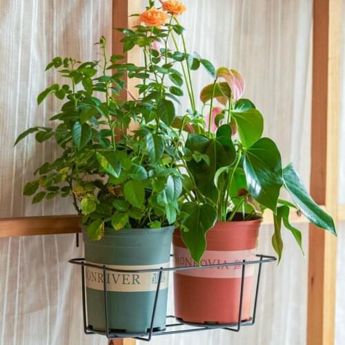 Hanging Flower Pot Stand Rack Deck Rail Balcony Planter Flower Pot Railing Shelf Flower Pots Holder 2 In 1 Garden Accessories