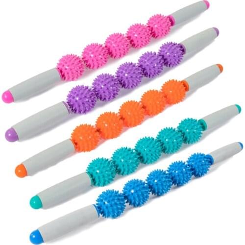 Portable Hedgehog Ball Massage Stick Muscle Roller Trigger Point Stick Cellulite Weight Loss Back Massager Treatment Tool