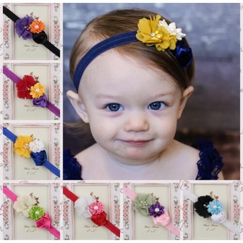 Yundfly Fashion Chiffon Rose Flower Girls Headband Party Dress Matching Hair Accessories Children Headwear Photo Props