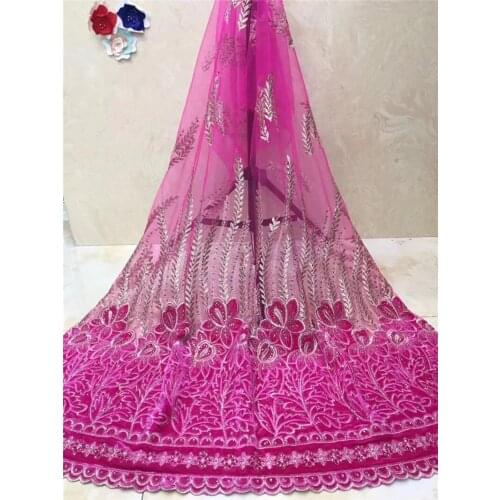 Pretty design african net lace fabricJRB-11261 embroidered tulle mesh lace fabric with 3d flower