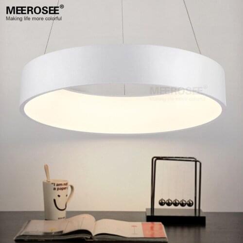 Modern Led Pendant Light Fixture Led Acrylic Lustres Lamp White Restaurant Suspension Lamp Living Room Bed Room Stair Ring Light