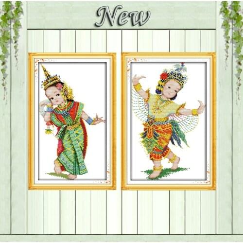 Thailand dance beauty girl dance decor painting counted print on canvas DMC 11CT 14CT Cross Stitch kits embroider needlework Set