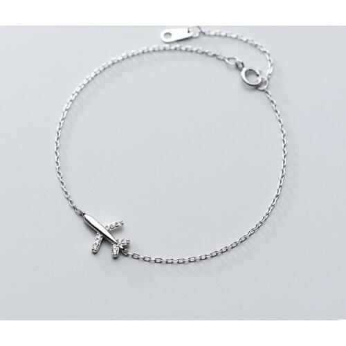 925 Sterling Silver Smart Creative Diamond-studded Airplane Bracelet Female 2021 New Sweet Student Bracelet Woman Fine Jewelry