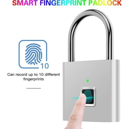 Smart Fingerprint Padlock Lock USB Rechargeable IP65 Waterproof Indoor And Outdoor For Lockers Bags Luggages Storage Bicycle