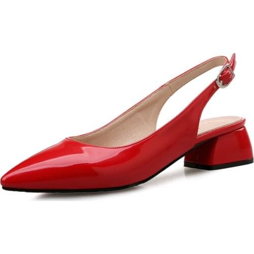 VICONE Women Summer Patent Leather Pointed Toe Office Lady Mature Fashion Heels V10071