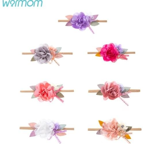 Warmom Pastoral Child Hairband Infant Baby Artificial Flower Headband Nylon Headband Princess Hair Accessories Baby Photo Props