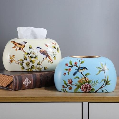 NEWYEARNEW Europe Ceramic Tissue Boxes Canister Antique Noble Home Decoration Storage Tissue Holder Box Wedding Gift