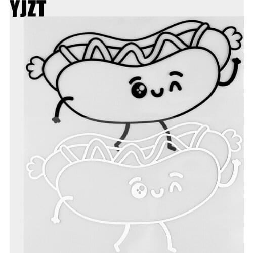 YJZT 15.3×9.2CM Cartoon Hot Dog Vinyl Decals Fashion Body Styling Car Stickers Black / Silver 20B-0333