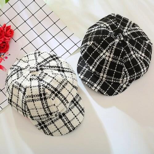 Women Hat Winter Fashion Accessories Baker Boy Hat Warm Street Wear Newsboy Cap Vintage Woolen Winter Hat Plaid Baker Boy Hat