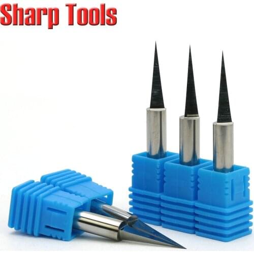 10 Angle 6x 0.1MM 3-Edge Carbide CNC Router Bits Wood Cutter Tools, 5pc/Set CNC Cutting Bits Tool for Carving Acryl/Stone/Metal