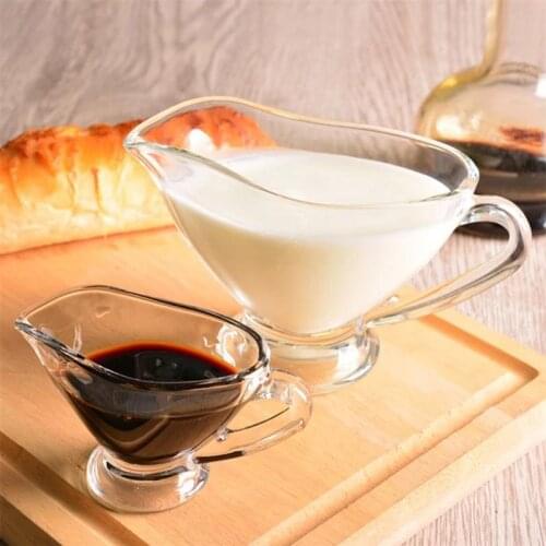 2pcs 60/220ml Glass Sauce Dish Condiment Cup Mini Coffee Honey Milk Jug Vinegar Snack Plate Steak Sauce Bucket Tableware