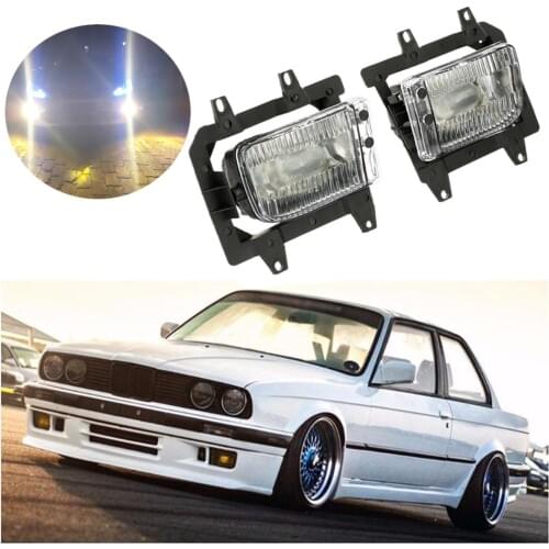2PCS Bumper Front Crystal Clear Fog Light Lamp Case Cover Daytime Running Light Lamp For BMW E30 318i 318is 325i 325is