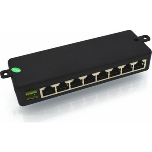 2pcs/lot 8 Way POE DC Power Supply Adapter PoE Injector Power Over Ethernet with LED