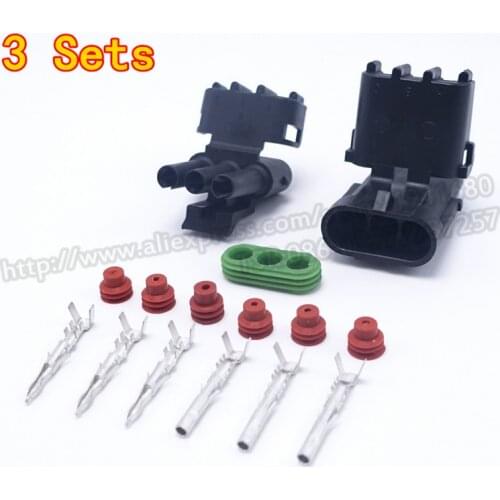 3 Sets 2.5 Male Female Cable Automotive Connector Plug Three Pins Way New Car Parts