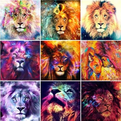 5D DIY Diamond Painting Lion Cross stitch Full Square Drill Diamond Embroidery Animal Mosaic Picture With Rhinestones Home Decor