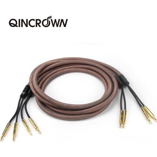 Altofalante de alta fidelidade 4 em 4, par de 1 pares, cabo de conector de áudio de banana com fio de cristal único, cabo de con