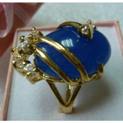 Free shipping charmming blue jades ring fine gem(#7 8 9)
