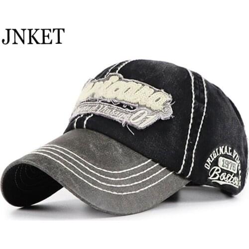 JNKET Fashion Embroidery Adult Unisex Baseball Cap Washed Fabric Baseball Hats Snapbacks Hats Outdoor Sport Sunhat Letters cap