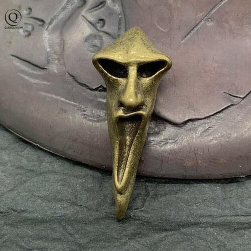 Punk Retro Brass Death Men Skull Key Ring Pendants Creative Pure Copper Small Head Skeleton Charm DIY Keychain Jewelry Accessory