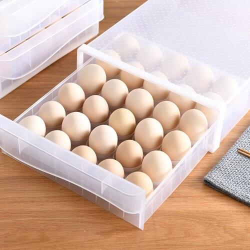 Household Egg Storage Box Stackable Plastic Eggs Container Drawer-Type Refrigerator Dumpling Storage Box Single Layer Egg Tray
