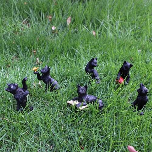 Black Cat Cute Resin Garden Stakes Outdoor Statue Glow Lawn Garden Backyard Patio Miniature Figurines Decor DIY Gift Easy Fix