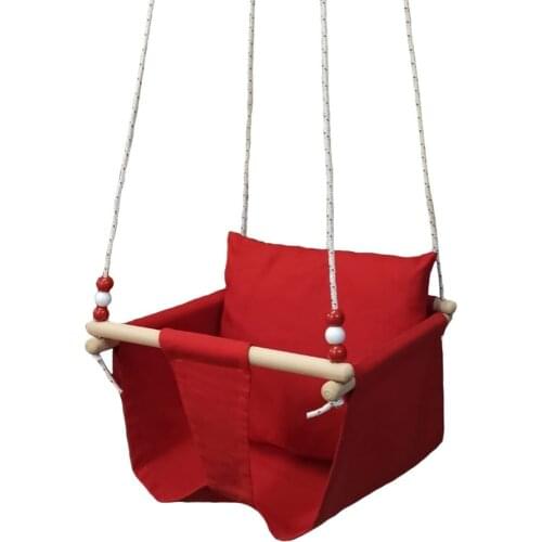 Wooden Baby Swing Chair Hanging Wood Canvas Children Kindergarten Toy Outside Indoor Basket Swinging Rocking Chair Babies Toy