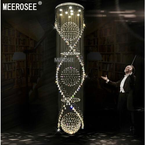 Long Spiral Crystal Ceiling Light Fixture lustre crystal light fitting for Lobby, staircase, stairs, foyer Large Crystal Lamp