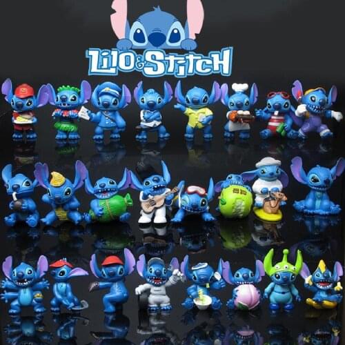 8pcs/set Lilo&Stitch Cartoon Anime Action Figures Plastic Model Toy Collection Car Key Buckle Decoration Doll Birthday Kid Gift
