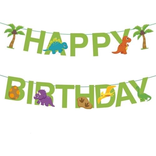 Boy Happy Birthday Dinosaur Garland Jurassic Party Blue Dinosaur Banner Green Dinosaur Garland First Birthday Photo Props