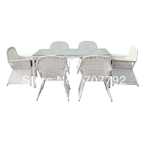 Hot sale wicker and white rattan garden dining table