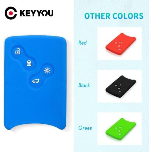 KEYYOU Key Rings Silicone Car Key Case For Renault Clio Logan Megane 2 3 Koleos Scenic Car key Protector Keychain Card key Case