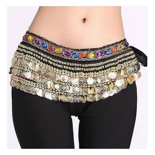 Belly dance costumes senior velvet colors stones 338 gold coins belly dance belts for women belly dancing hip scarf