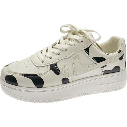 Cow pattern Lolita Sneaker Women Harajuku Cute Round Head Shoes College Style Casual Street Japanese Shoes Women platform shoes