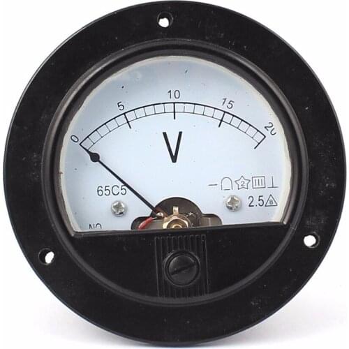 65C5 DC 0-20V Round Panel Meter Gauge Current Analogue Analog Ammeter Diameter 90MM