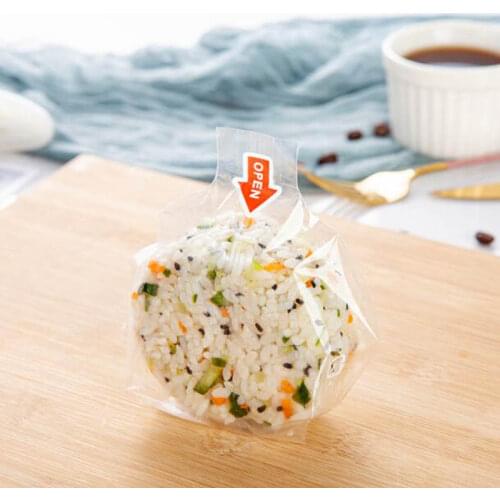 100pcs Round Rice Ball Packing Bag Clear Anti-fog Bag Easy Tear Sushi Onigiri Packaging Plastic Bag